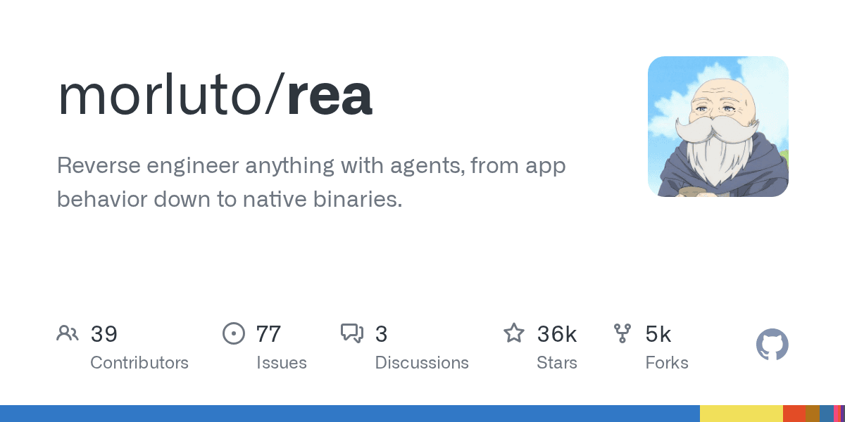 REA concept illustration: a coding agent analyzing a binary through MCP decompilation tools