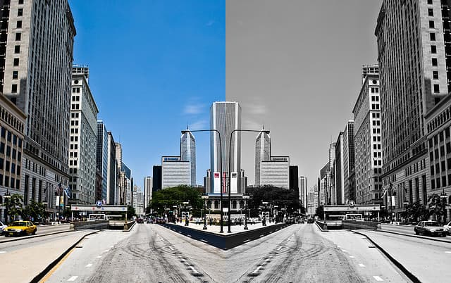 Illustration of a road splitting into two paths, symbolizing A/B testing dividing traffic into control and variant groups
