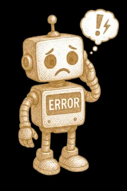 显示 ERROR 的困惑机器人插画,象征 AI Agent 的失败模式