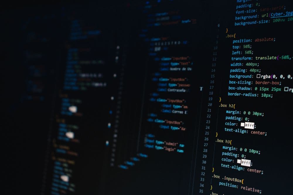 Close-up of code on a screen: CSS in a dark editor
