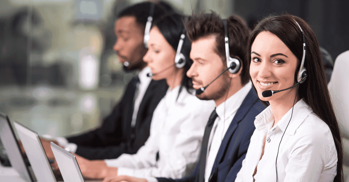 Call center agent with headset, illustrating Monday.com's Harmony voice AI platform for enterprise sales calls (October 2026)