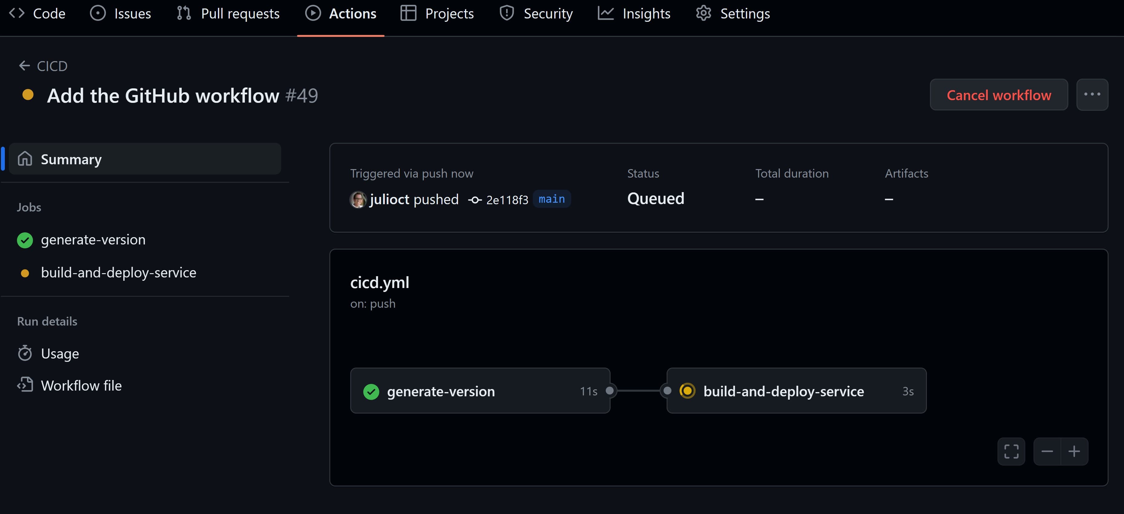 GitHub Actions pipeline run view showing five check jobs passing with green checkmarks