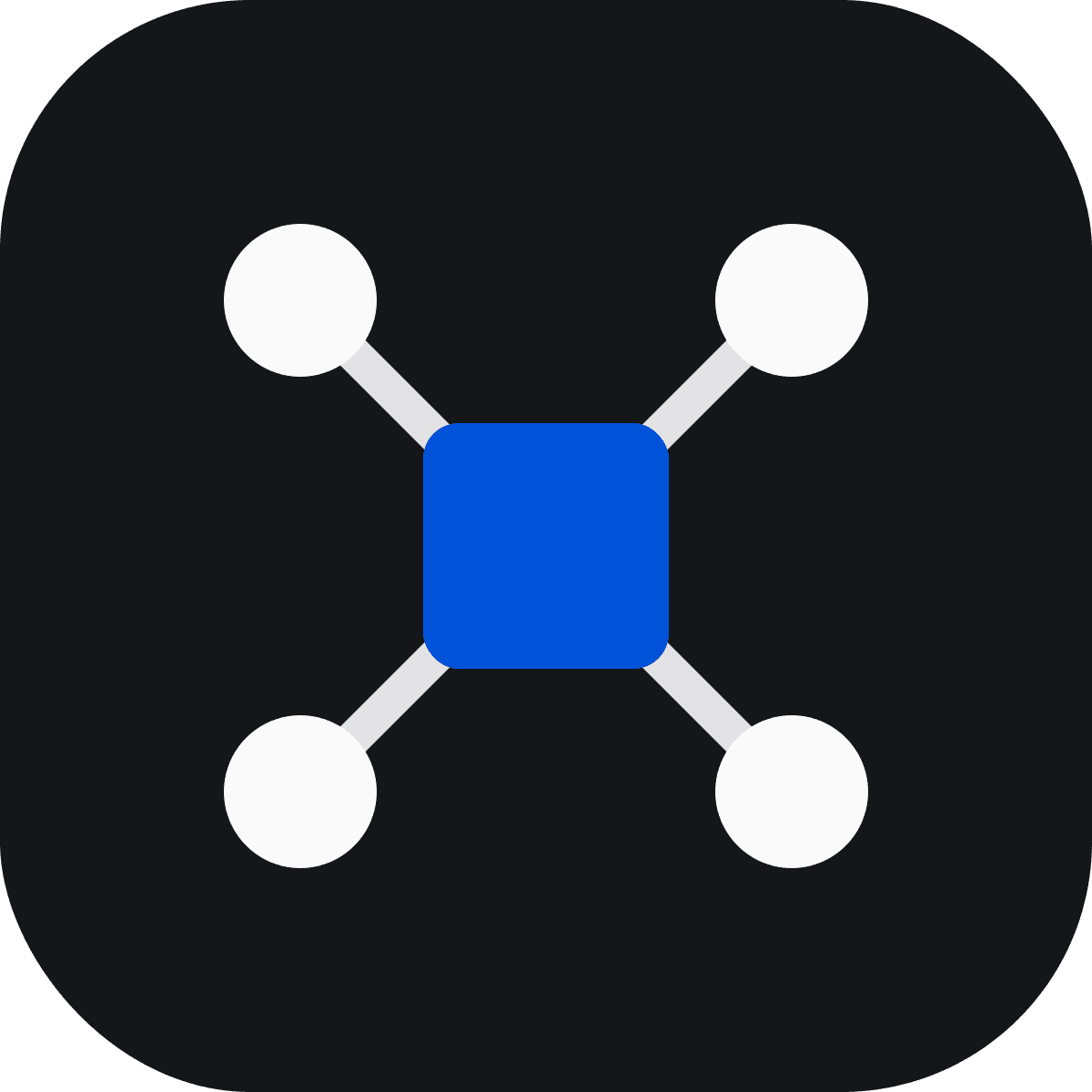TeamAI 官方 logo:深色圆角图标,白色线条连接四个节点,象征团队 AI 资产的连接与共享
