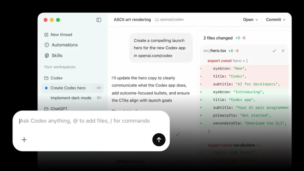 Codex Composer predictions suggesting the next message in the desktop app input box