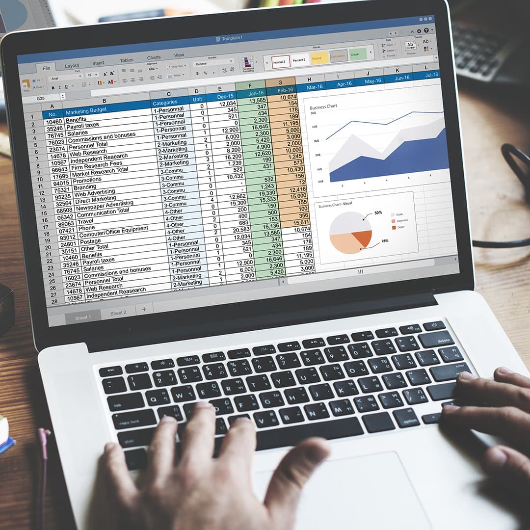 Laptop screen showing a CSV data import spreadsheet, cover image for the vibe project data import and export guide