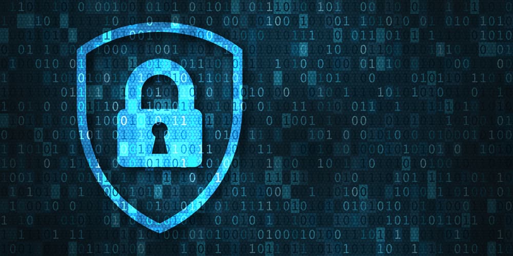 Digital padlock over binary code, symbolizing log privacy protection