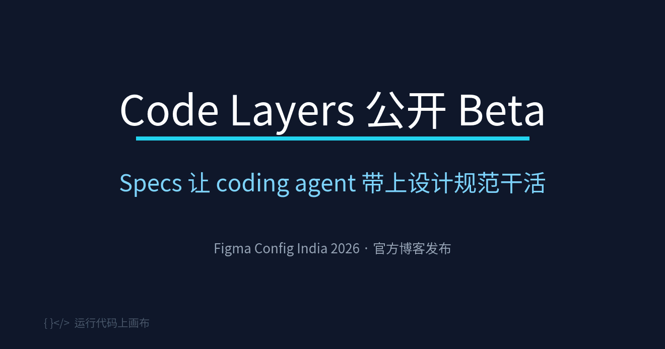 Concept illustration of Figma's Code Layers public beta and Specs editor announced at Config India