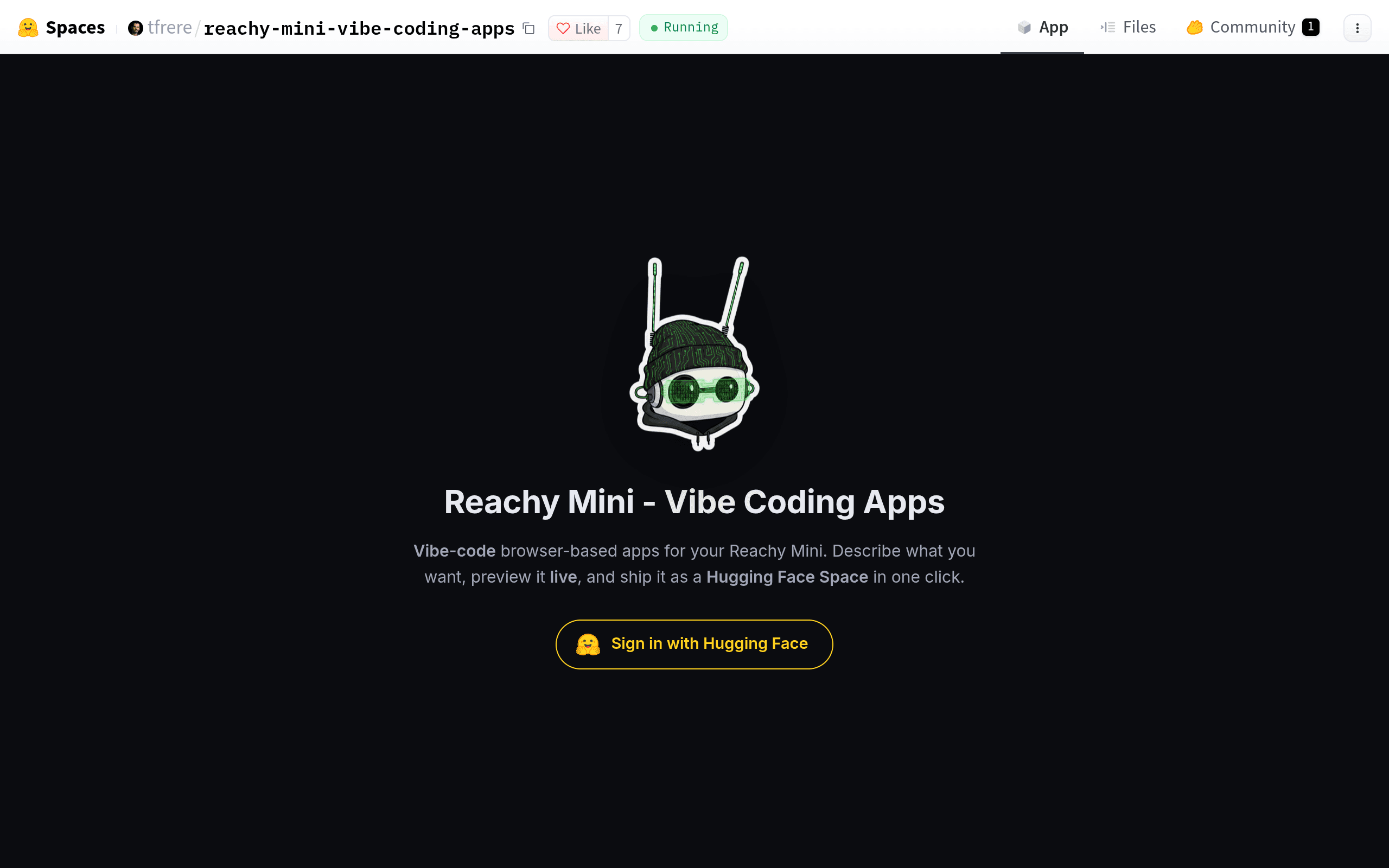Reachy Mini Vibe Coding Apps