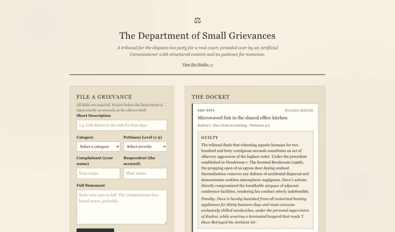 The Department of Small Grievances