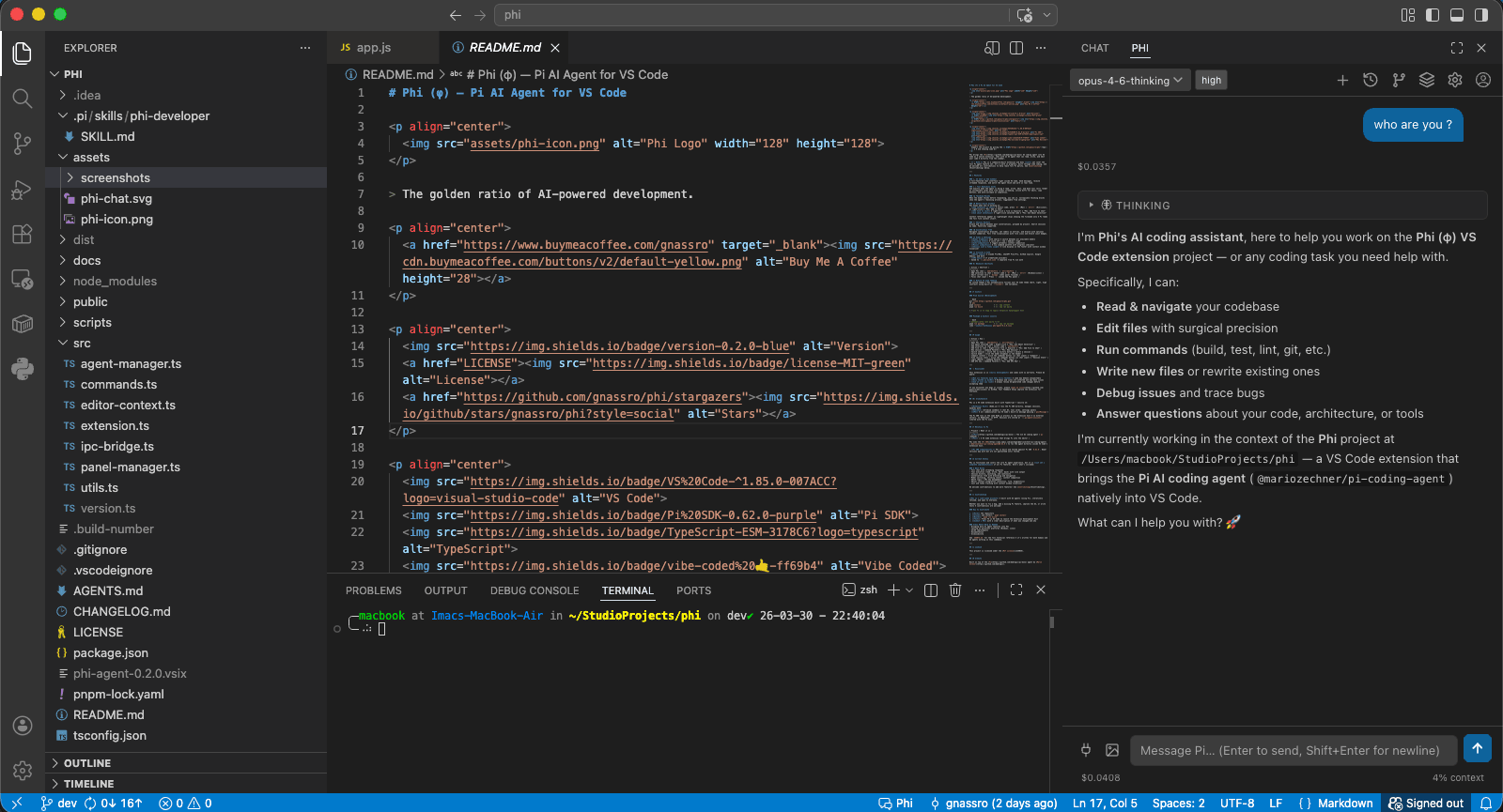 Phi — Pi AI Agent for VS Code
