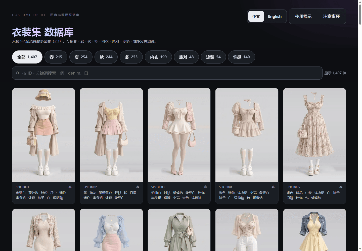 拍片哥女装 · AI 服装参考图集