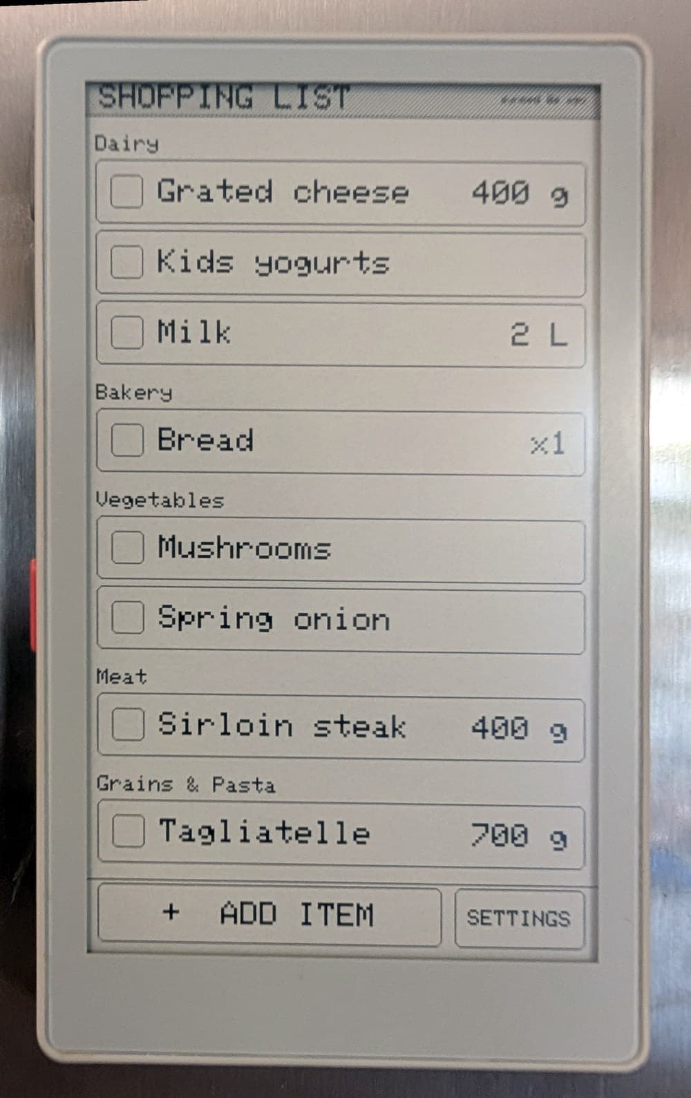 PaperMono Shopping List