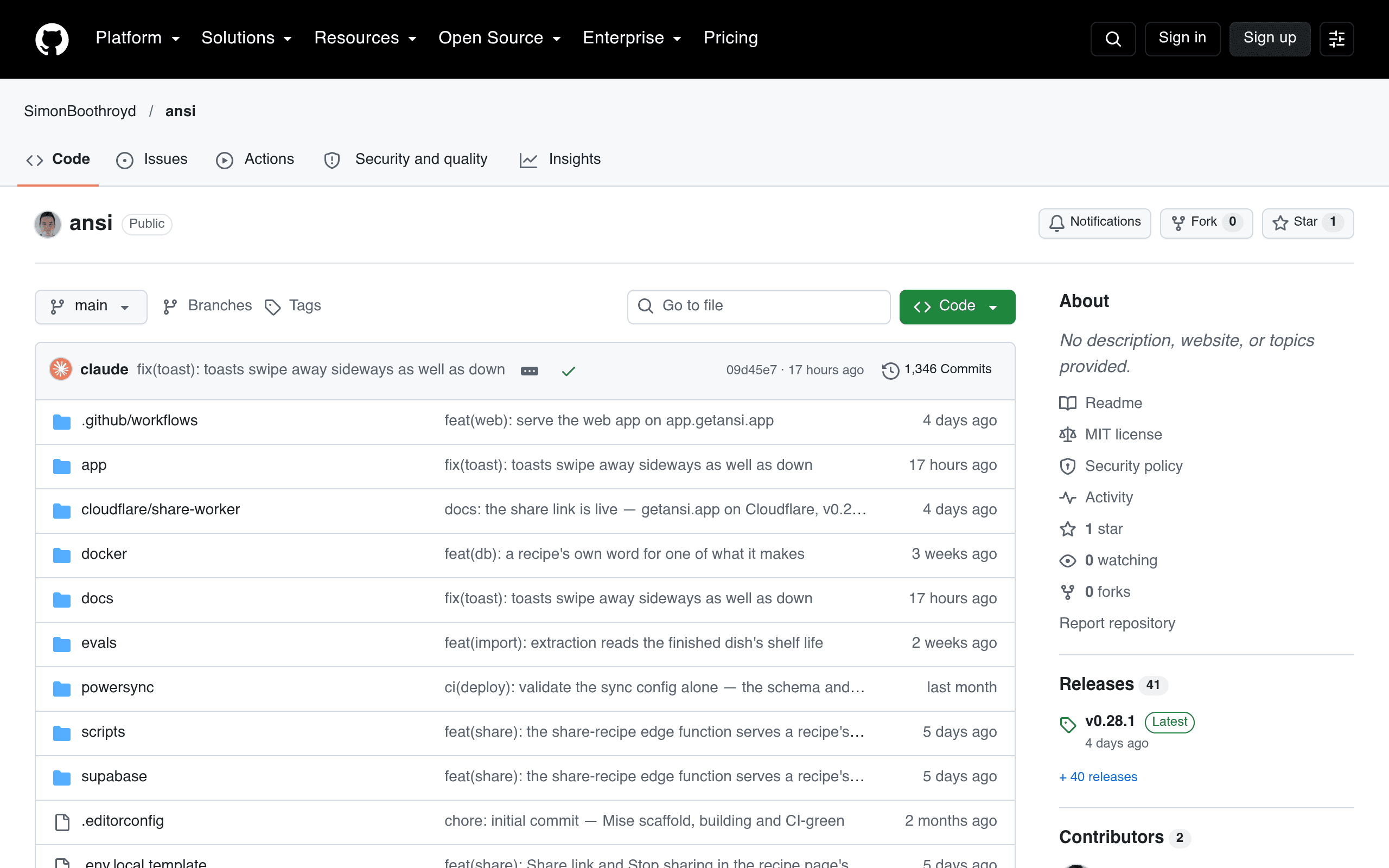 Ansi: offline-first meal planning for a two-person household