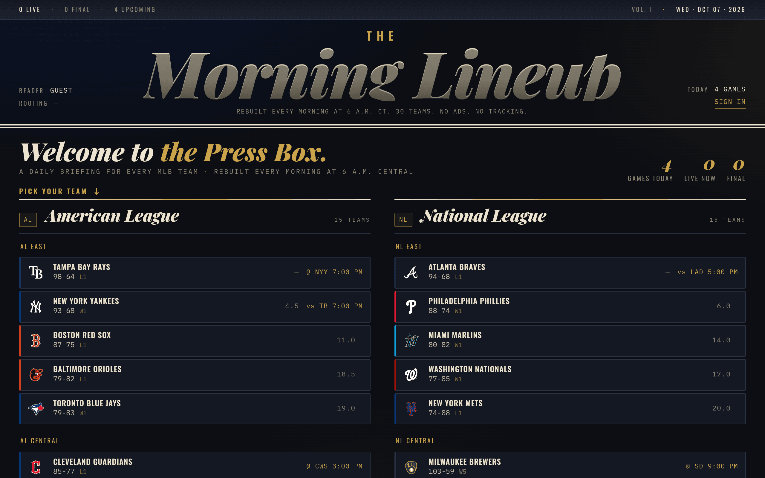 The Morning Lineup