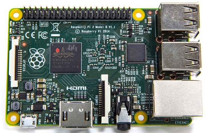 Real close-up photo of a Raspberry Pi single-board computer