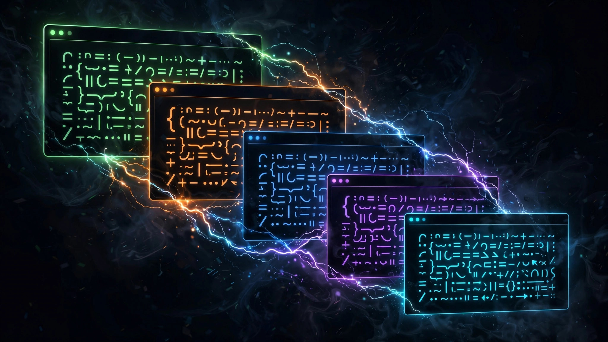 Terminal-themed cover art: a dark command-line window with agent execution traces