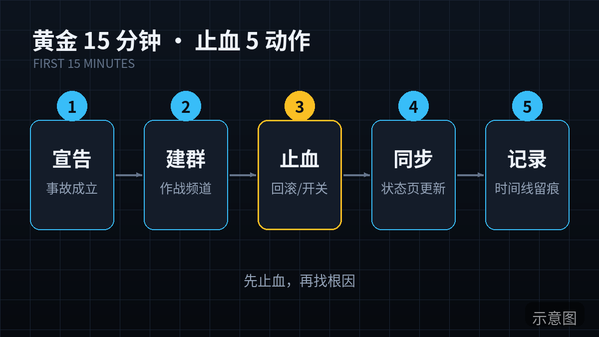黄金 15 分钟止血 5 动作（示意图）