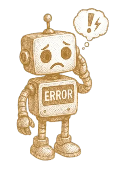 Confused robot illustration displaying ERROR, symbolizing AI agent failure modes