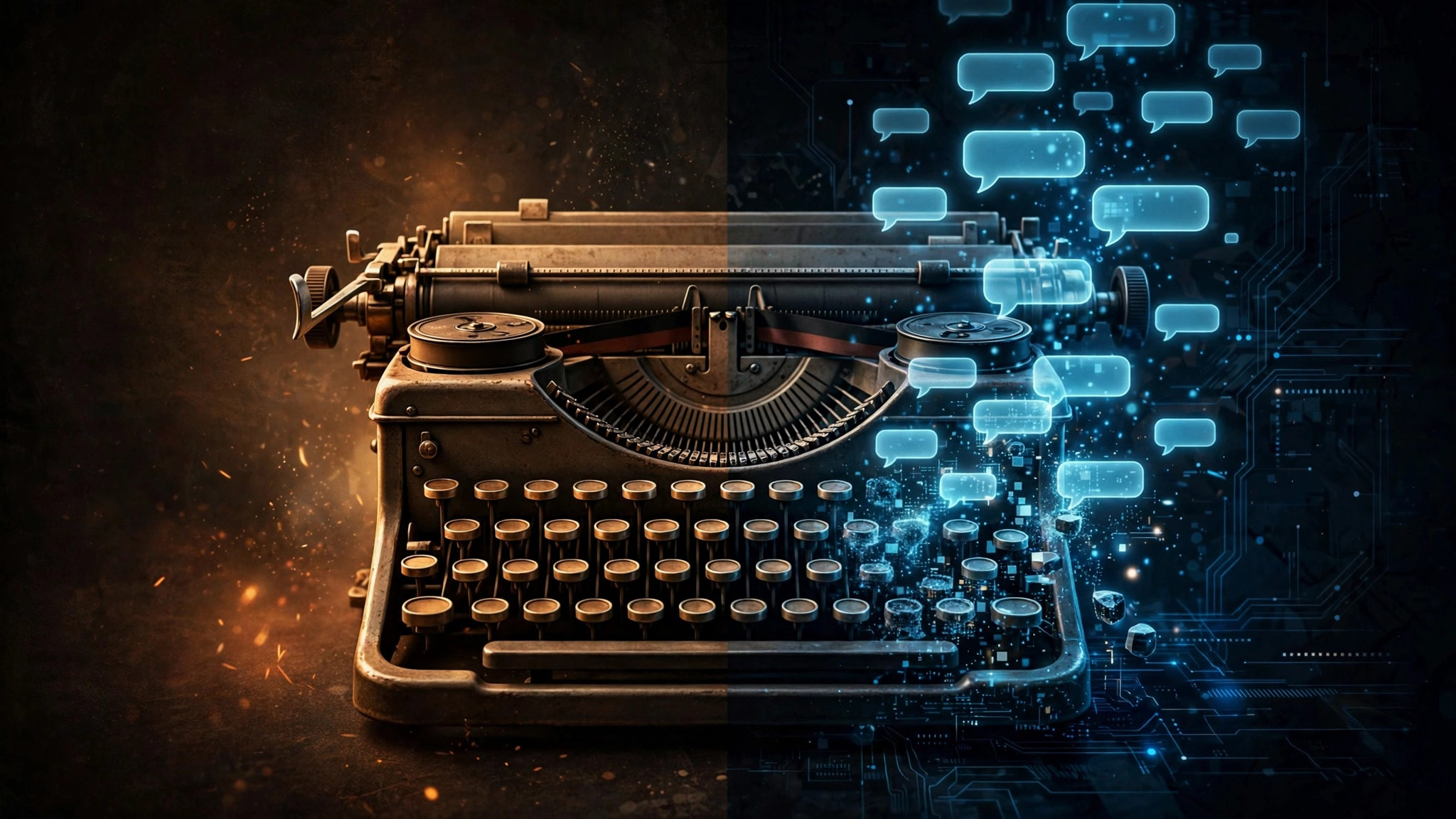 Debate-themed cover art: split screen — old incantation text vs. structured context diagrams