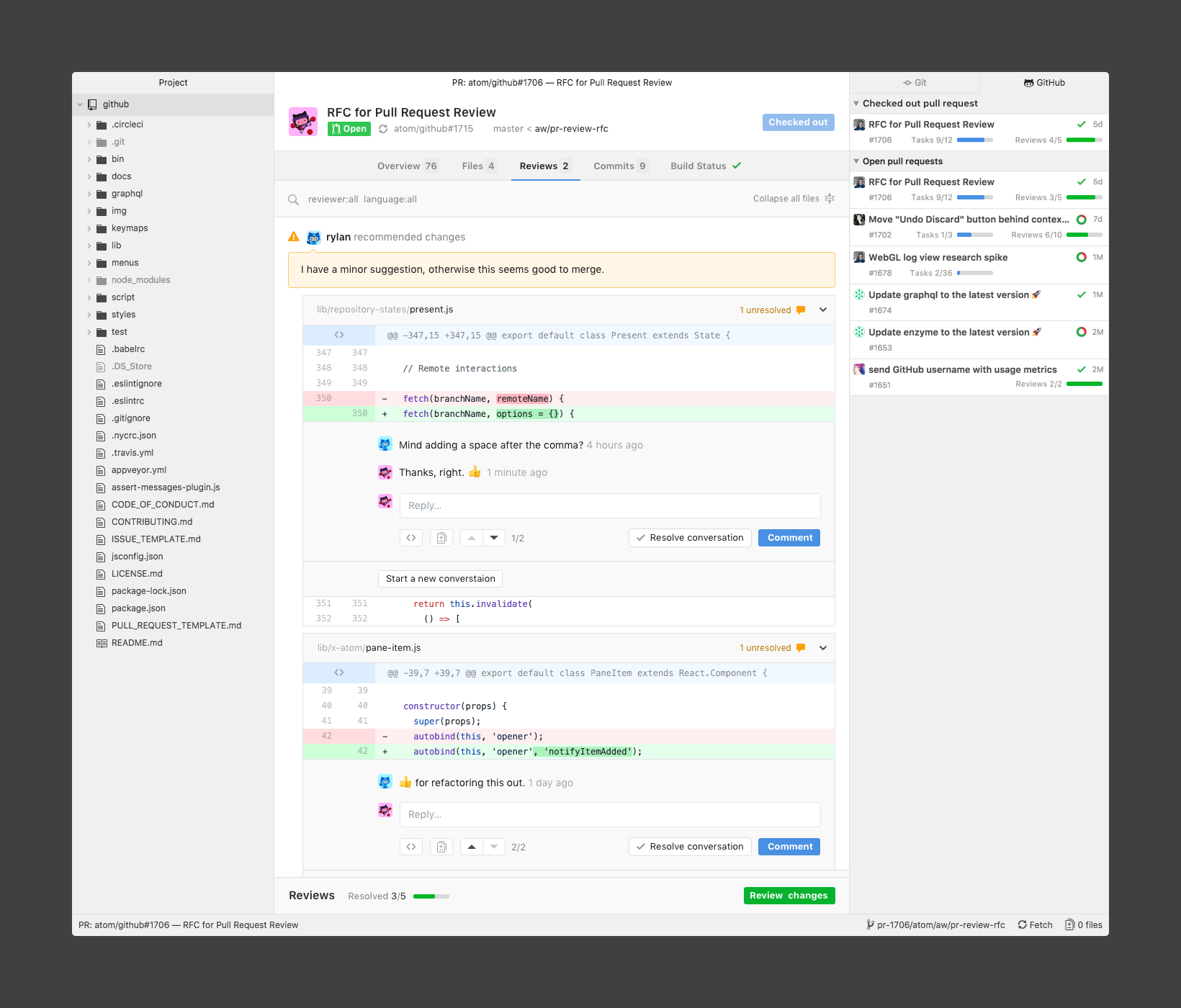 GitHub Pull Request 审查界面示意——整个 PixelLeak 故事的起点，就是