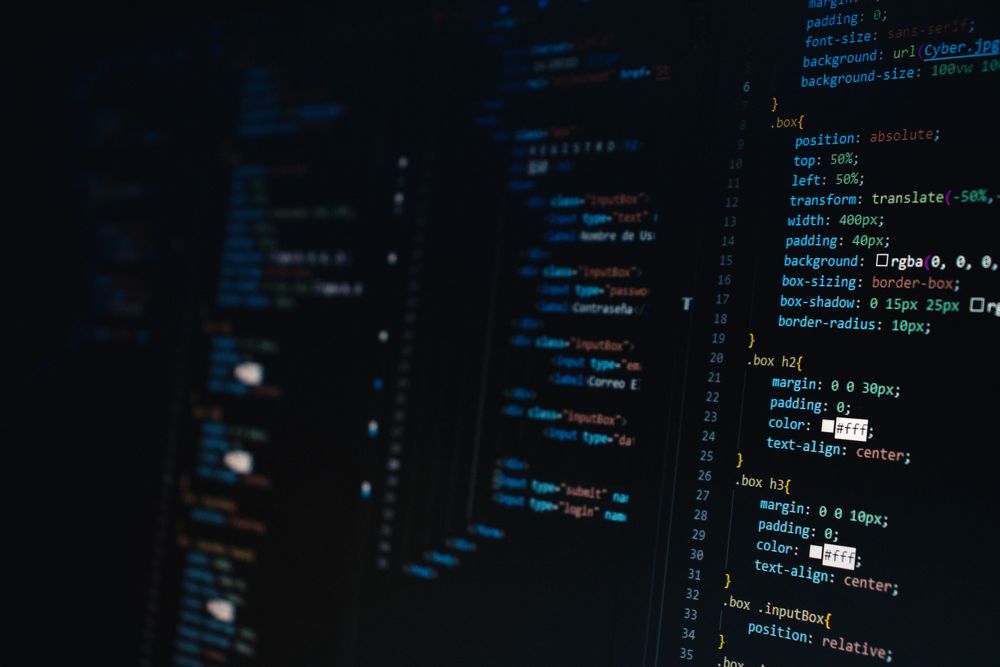 Close-up of code on a screen: CSS in a dark editor