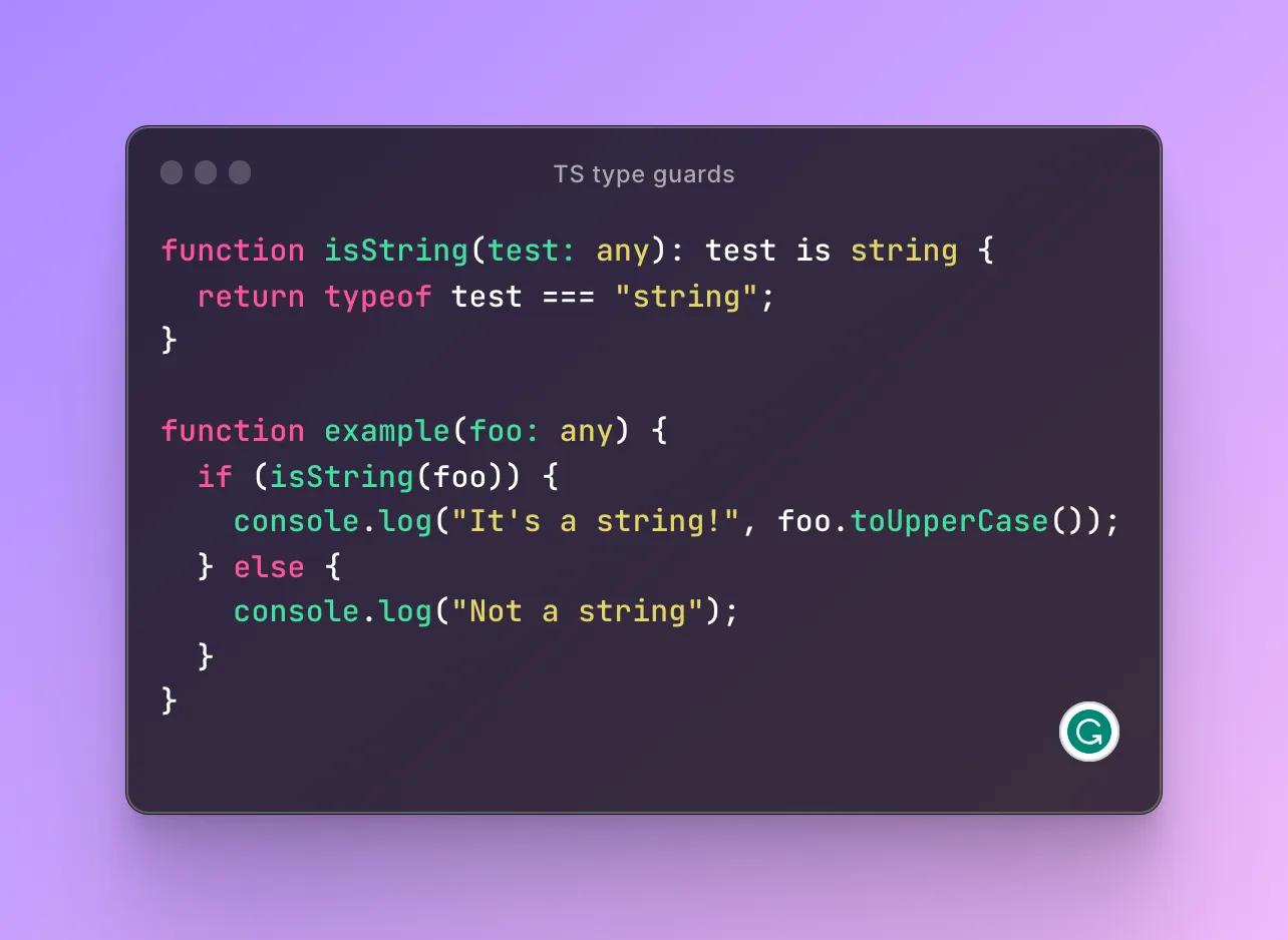 TypeScript code snippet in a dark editor window