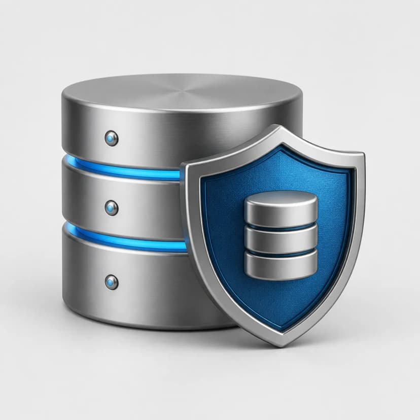 Database backup and cybersecurity protection illustration