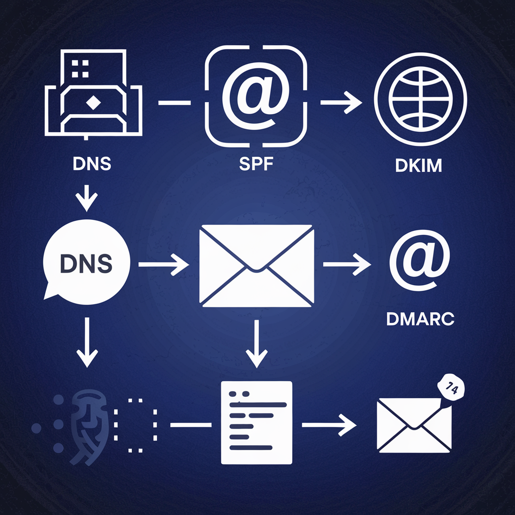 DNS records and mail delivery diagram