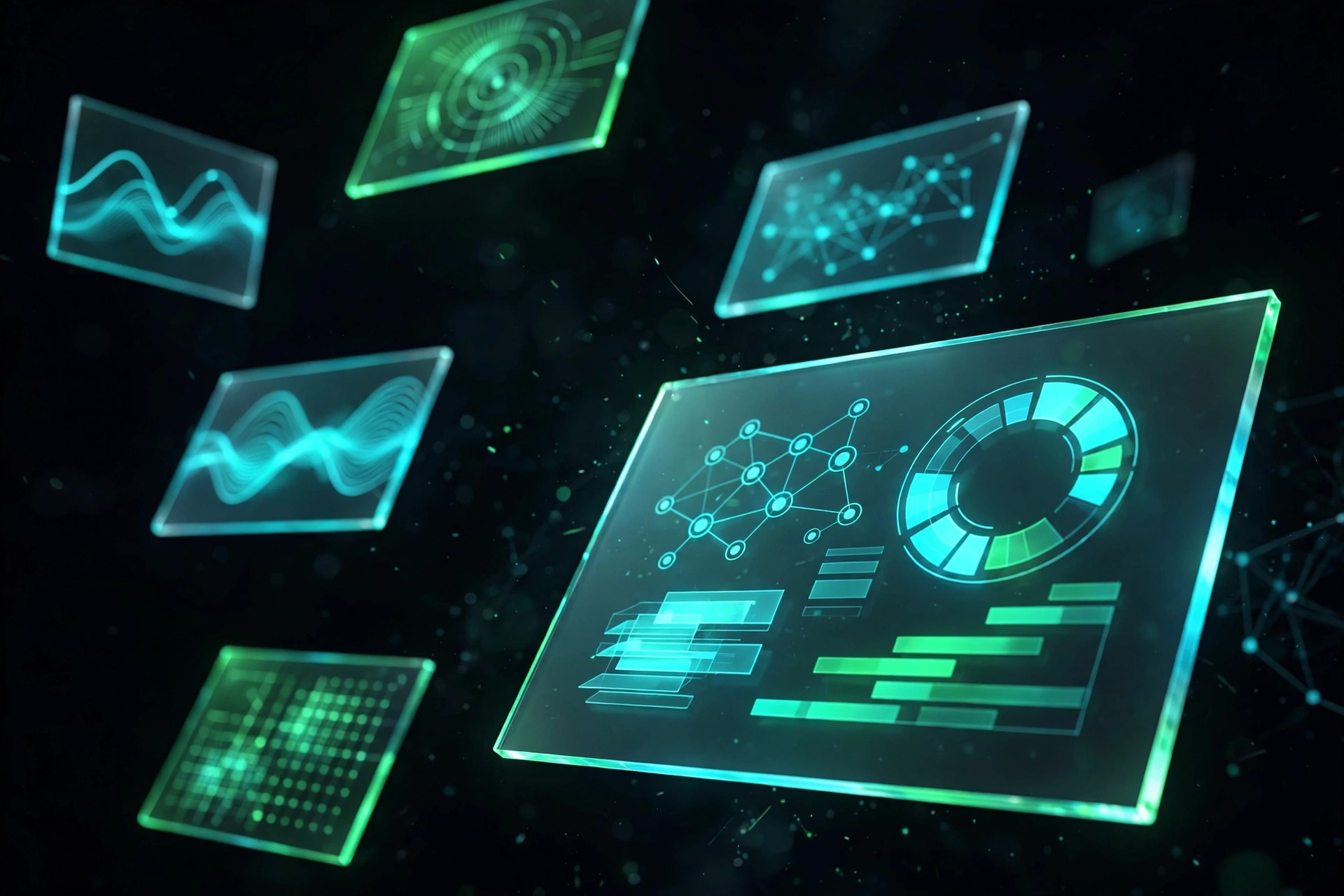 Concept cover: multiple glowing terminal windows floating in a dark void, each with a distinct session glow