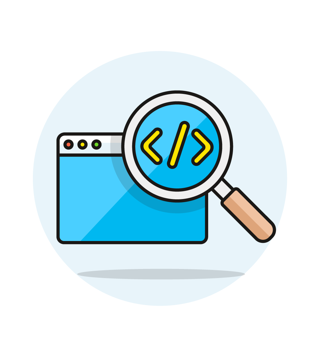 AI code smells illustration: suspicious code snippets under a magnifying glass