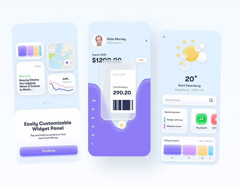 Minimal elegant app interface design showcase