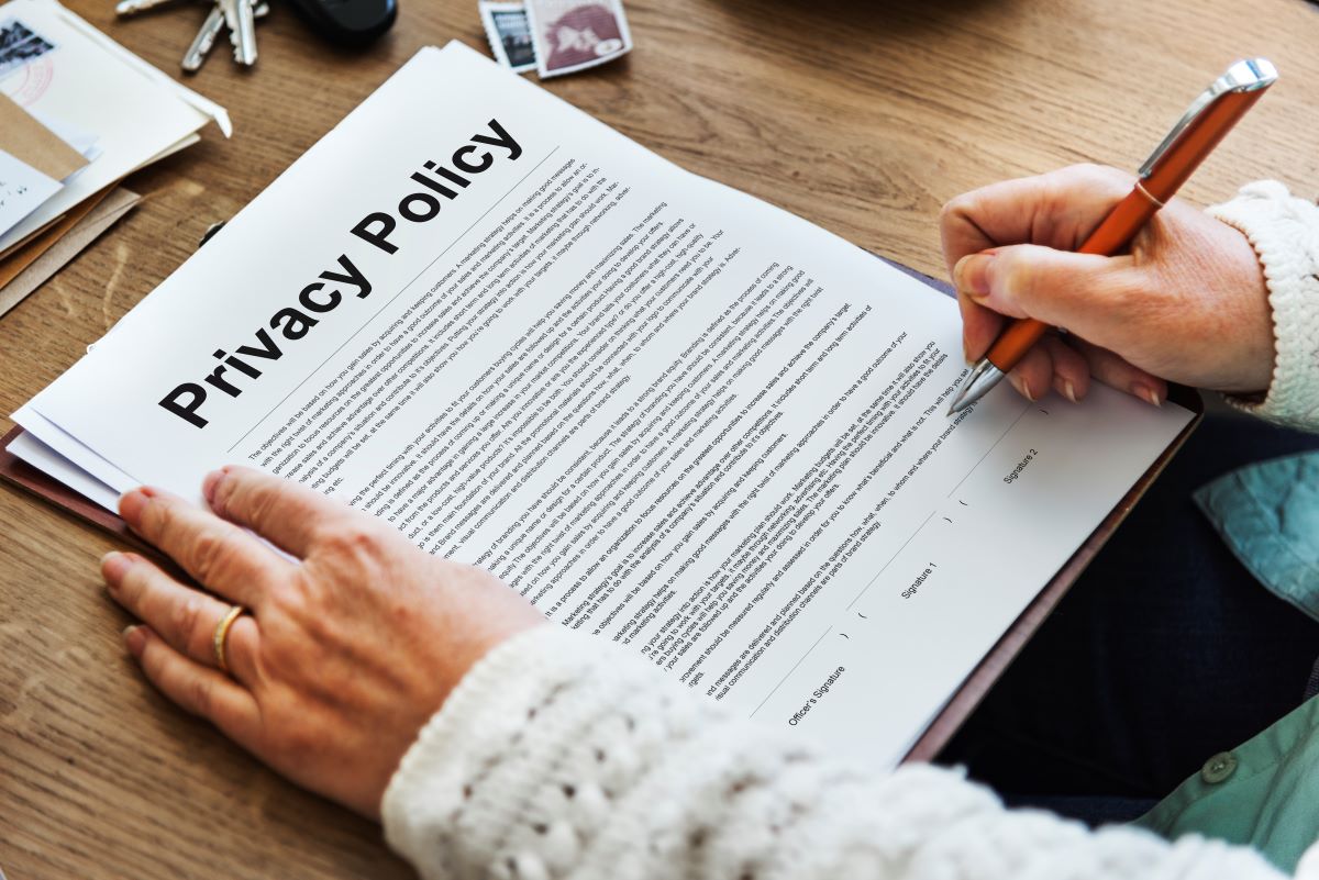 Signing a privacy policy document