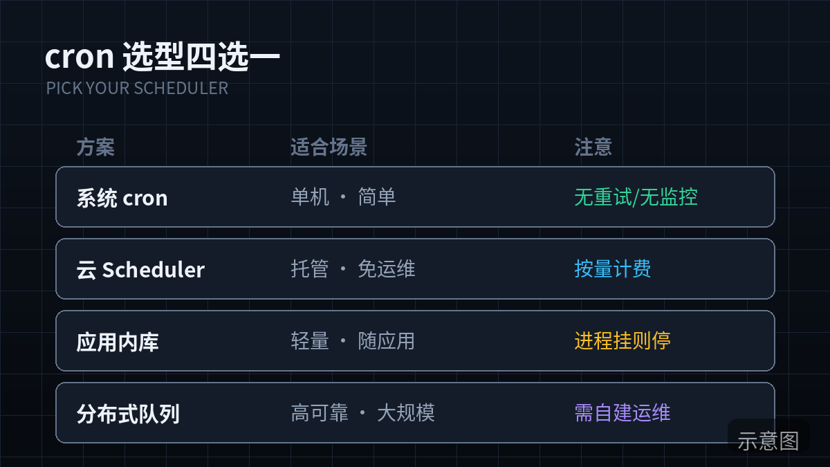 cron 任务选型对照（示意图）