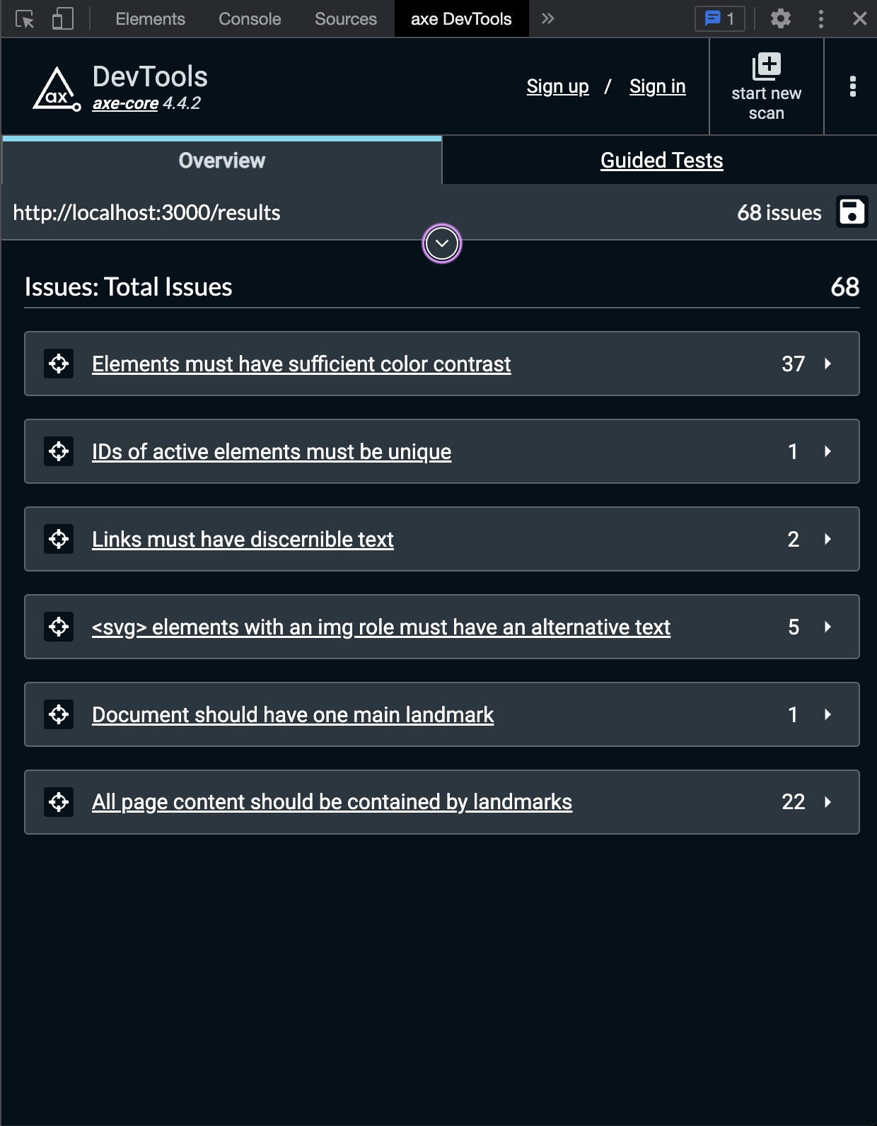 Accessibility audit illustration: a developer unplugs the mouse and tabs through a page with keyboard only, next to an axe DevTools scan results panel