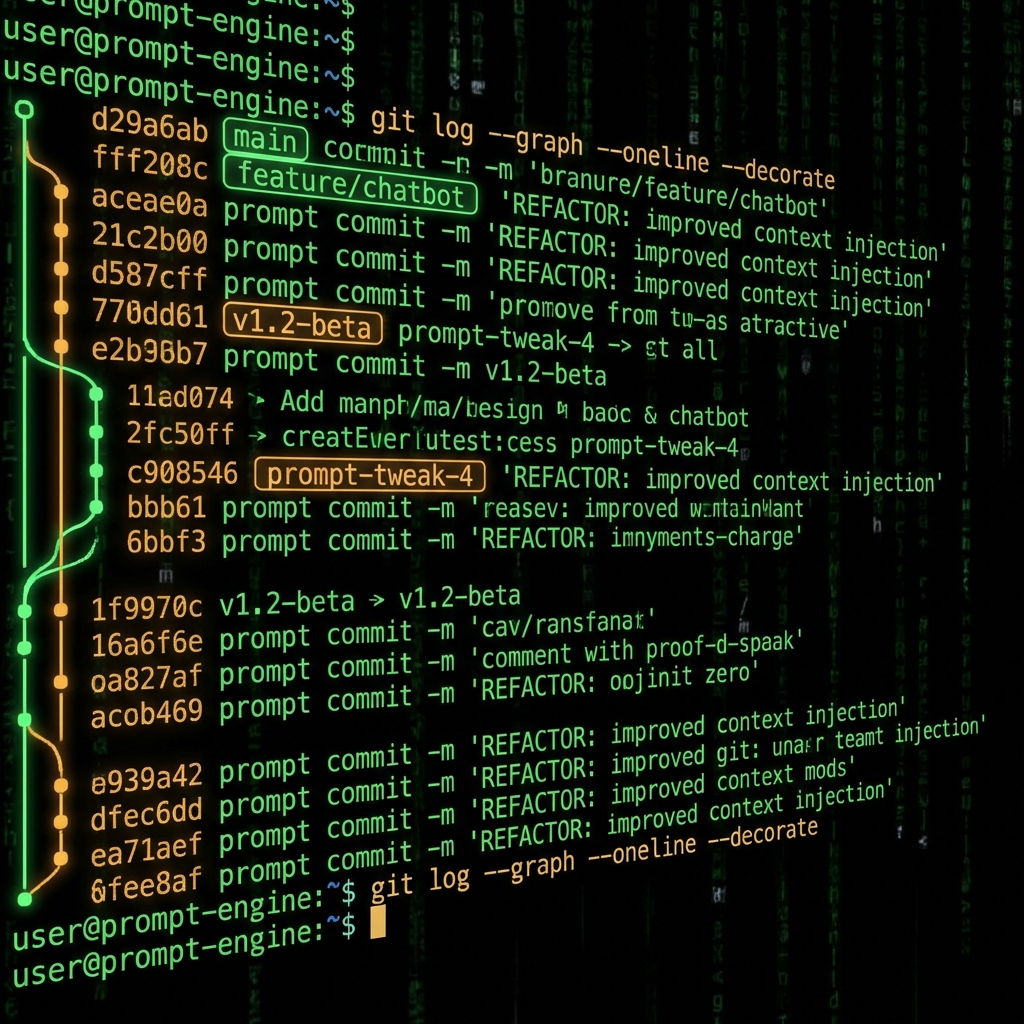PromptGit concept art visualizing prompt version control