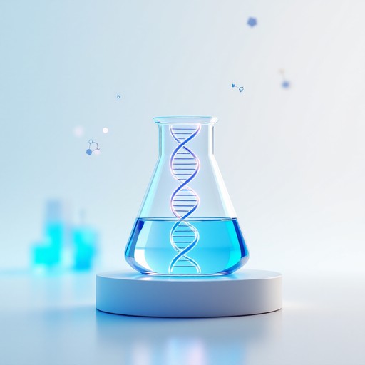 Science cover: blue DNA double helix in a laboratory